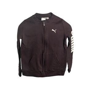 Puma Jacket Youth Size 6 Black Full Zip Up Long Sleeve Athletic Pink‎ Puma Logo